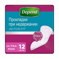 ДЕПЕНД DEPEND Прокладки для женщин при недержании Active Fit Ultra Mini №12