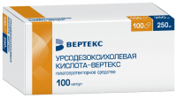 УРСОДЕЗОКСИХОЛЕВАЯ КИСЛОТА-ВЕРТЕКС 250 МГ N100 КАПС/БЛИСТЕР
