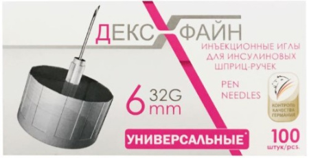 ИГЛА ДЛЯ ШПРИЦ-РУЧКИ DEXFINE 32G 0,23х6мм №100