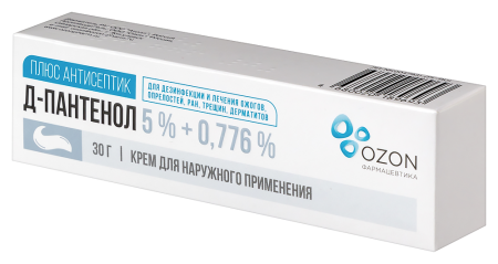 Д-ПАНТЕНОЛ ПЛЮС АНТИСЕПТИК крем 5%+0,776% 30г  Озон