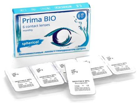 ЛИНЗЫ OKVISION Prima bio spherical 8,6/14,2 /-5,75/ №6 контактные линзы плановой замены