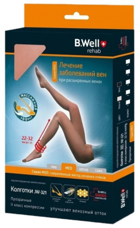 БИ-ВЕЛЛ B.WELL JW-321 Колготки компр/прозр 2кл №3 (натур)