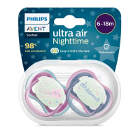 Авент пустышка силикон ортодонт ultra air night с щитком-нагубн кольцом-держ с ф