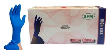 ПЕРЧАТКИ SFM ЛАТ см/нест неопуд удлин манж/хлор (пара) M N25 (синий)