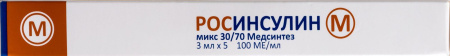 РОСИНСУЛИН М МИКС сусп 30/70 100МЕ/мл 3мл N5 (картиридж+шприц-ручка)