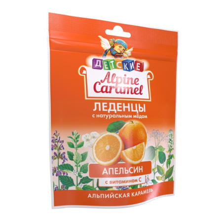ALPINE CARAMEL альпийская карамель леденцы детские апельсин-мед вит С 75г