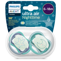 АВЕНТ AVENT SCF376/13 Соска-пустышка силиконовая ultra air night 6-18мес N2