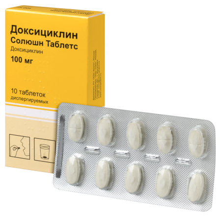 ДОКСИЦИКЛИН СОЛЮШН ТАБЛЕТС таб дисп 100мг N10