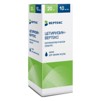 ЦЕТИРИЗИН-ВЕРТЕКС капли 10мг/мл 20мл  Вертекс