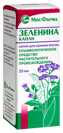 ЗЕЛЕНИНА КАПЛИ 25мл  Московская ФФ