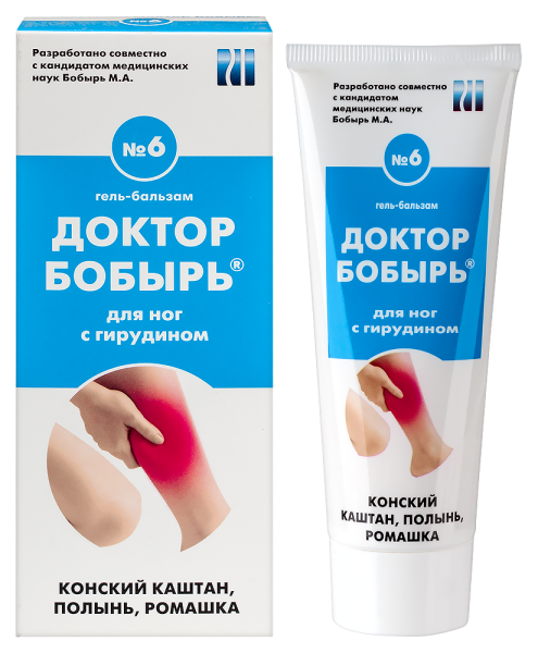 ДОКТОР БОБЫРЬ №6 Гель-бальзам для ног с гирудином 75мл