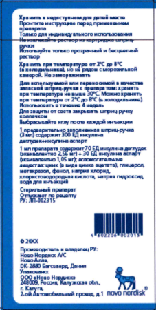 РАЙЗОДЕГ ФЛЕКСПЕН 100ЕД/мл 3мл №5 р-р д/п/к введ. шприц-ручка