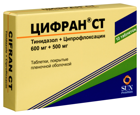 Цифран СТ табл п/о плен 600 мг +500 мг х10