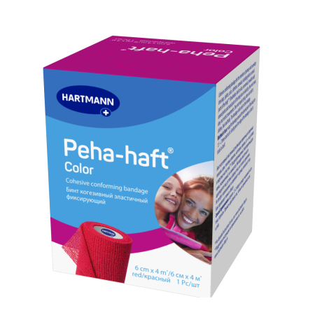 БИНТ PEHA-HAFT COLOR 6СМХ4М/КРАСНЫЙ КОГЕЗИВНЫЙ ЭЛАСТИЧНЫЙ ФИКСИРУЮЩИЙ