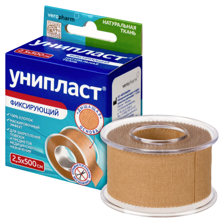 ПЛАСТЫРЬ УНИПЛАСТ катушка 2,5х500см (тканев)