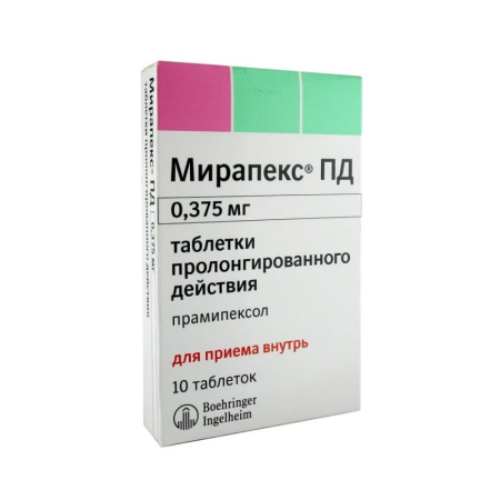 МИРАПЕКС ПД таб 0,375мг N10