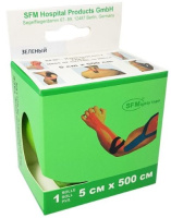 ЛЕНТА КИНЕЗИОЛОГИЧЕСКАЯ SFM-PLASTER Хлопок 5смх500см (зеленый)