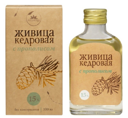 ЖИВИЦА КЕДРОВАЯ 15% (с прополисом) 100мл  Алтайская чайная компания (Алтайфлора)
