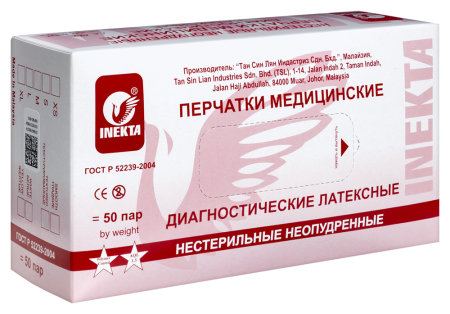 ПЕРЧАТКИ INEKTA ЛАТ см/нест неопуд (пара) L №50 (белый)