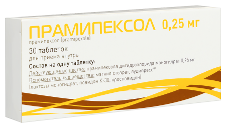 ПРАМИПЕКСОЛ таб 0,25мг №30  Фармзащита