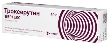 Троксерутин ВЕРТЕКС гель д/нар. прим. 2% туба 50г