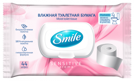 БУМАГА туалетная влаж SMILE Sensitive N44