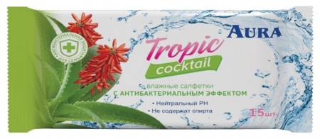 АУРА Салфетки влаж N15 Тропический коктейль (освежающие)