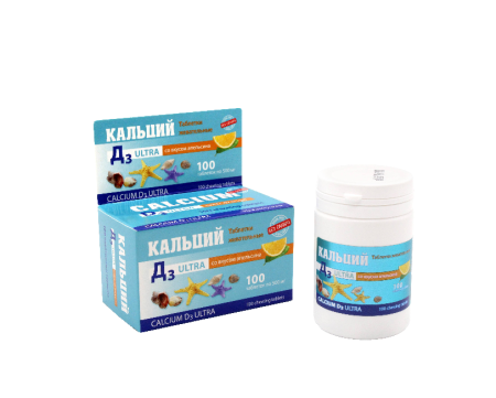 КАЛЬЦИЙ Д3 УЛЬТРА таб жев №100 Апельсин