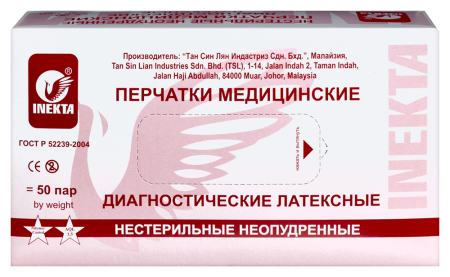 ПЕРЧАТКИ INEKTA ЛАТ см/нест неопуд (пара) M №50 (белый)