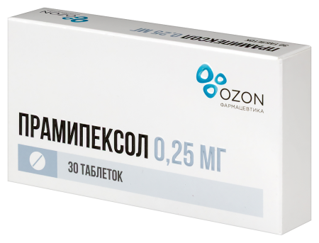 ПРАМИПЕКСОЛ таб 0,25мг №30  Озон