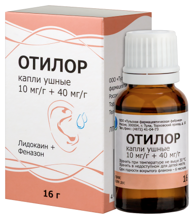 ОТИЛОР капли ушн. 10мг/г+40мг/г 16г N1