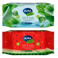 АУРА Салфетки влаж №60 Тропический коктейль (освежающие)
