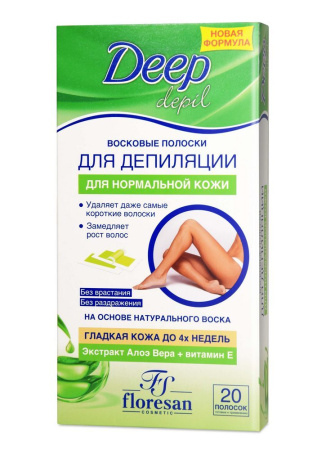 ФЛОРЕСАН DEEP DEPIL полоски д/депиляц Алоэ-вера (норм кожа) №20 (Ф-485)