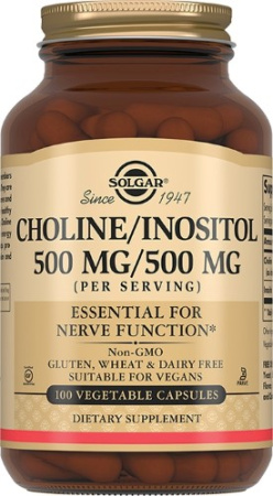 СОЛГАР ХОЛИН-ИНОЗИТОЛ капс 500мг/500мг 1040мг №100
