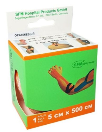 ЛЕНТА КИНЕЗИОЛОГИЧЕСКАЯ SFM-PLASTER Хлопок 5смх500см (оранжевый)