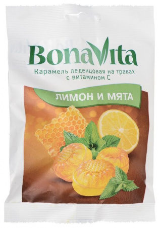 КАРАМЕЛЬ BONA VITA Лимон/Мята 60г