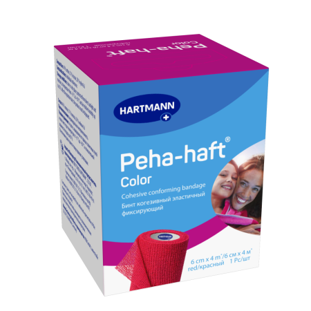 БИНТ PEHA-HAFT COLOR 6СМХ4М/КРАСНЫЙ КОГЕЗИВНЫЙ ЭЛАСТИЧНЫЙ ФИКСИРУЮЩИЙ