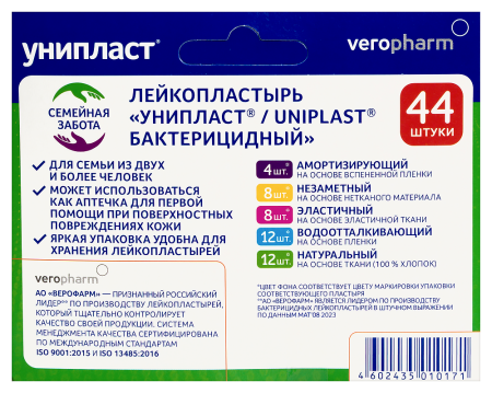 ПЛАСТЫРЬ УНИПЛАСТ бактер НАБОР Семейная забота N44