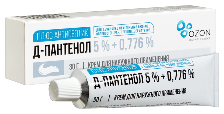 Д-ПАНТЕНОЛ ПЛЮС АНТИСЕПТИК крем 5%+0,776% 30г  Озон