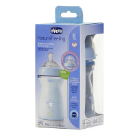 ЧИККО Бутылка Natural feeling сил/соск с флекс (6+) 330мл голубая