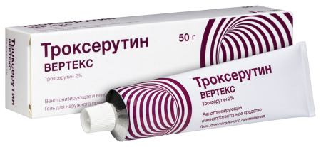 Троксерутин ВЕРТЕКС гель д/нар. прим. 2% туба 50г