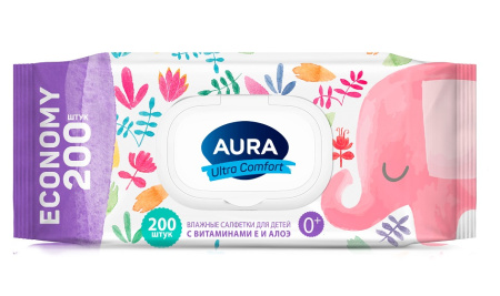 АУРА Салфетки влаж №200 Ultra Comfort (детские)