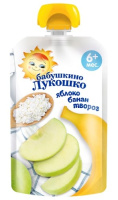 БАБУШКИНО ЛУКОШКО ПЮРЕ Яблоко/Банан/Творог 90г (дой-пак)
