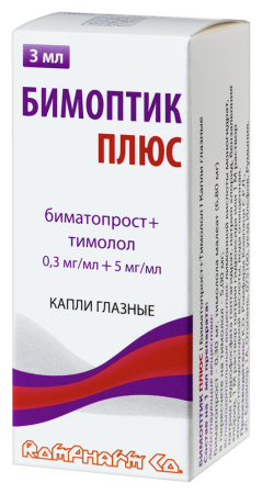 БИМОПТИК ПЛЮС кап гл 0,3мг+5мг/мл 3мл