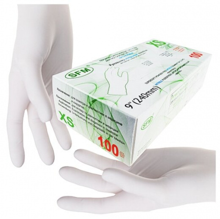 ПЕРЧАТКИ SFM НИТР Текстуированные внутри (пара) XS N100 (белый)