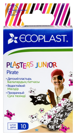 ПЛАСТЫРЬ ECOPLAST Набор Полимерный Junior Pirate 70х20мм №10