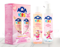 АКВА БЕБИ AQA BABY KIDS Набор/шампунь/гель для душа для девочек с протеинами пшеницы 200 мл+спрей для легкого расчесывания 200 мл/
