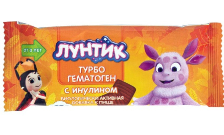 Гематоген турбо детский с инулином Лунтик 35г