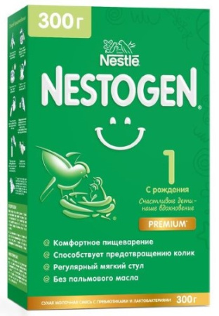 НЕСТЛЕ NESTOGEN 1 сухая молочная смесь с Омега-3 ПНЖК и лактобактериями 300г
