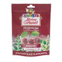 ALPINE CARAMEL ЛЕДЕНЦЫ АЛЬПИЙСКАЯ КАРАМЕЛЬ ДЕТСКИЕ С НАТУРАЛЬНЫМ МЕДОМ И ВИТАМИНОМ С СО ВКУСОМ ВИШНИ 75,0